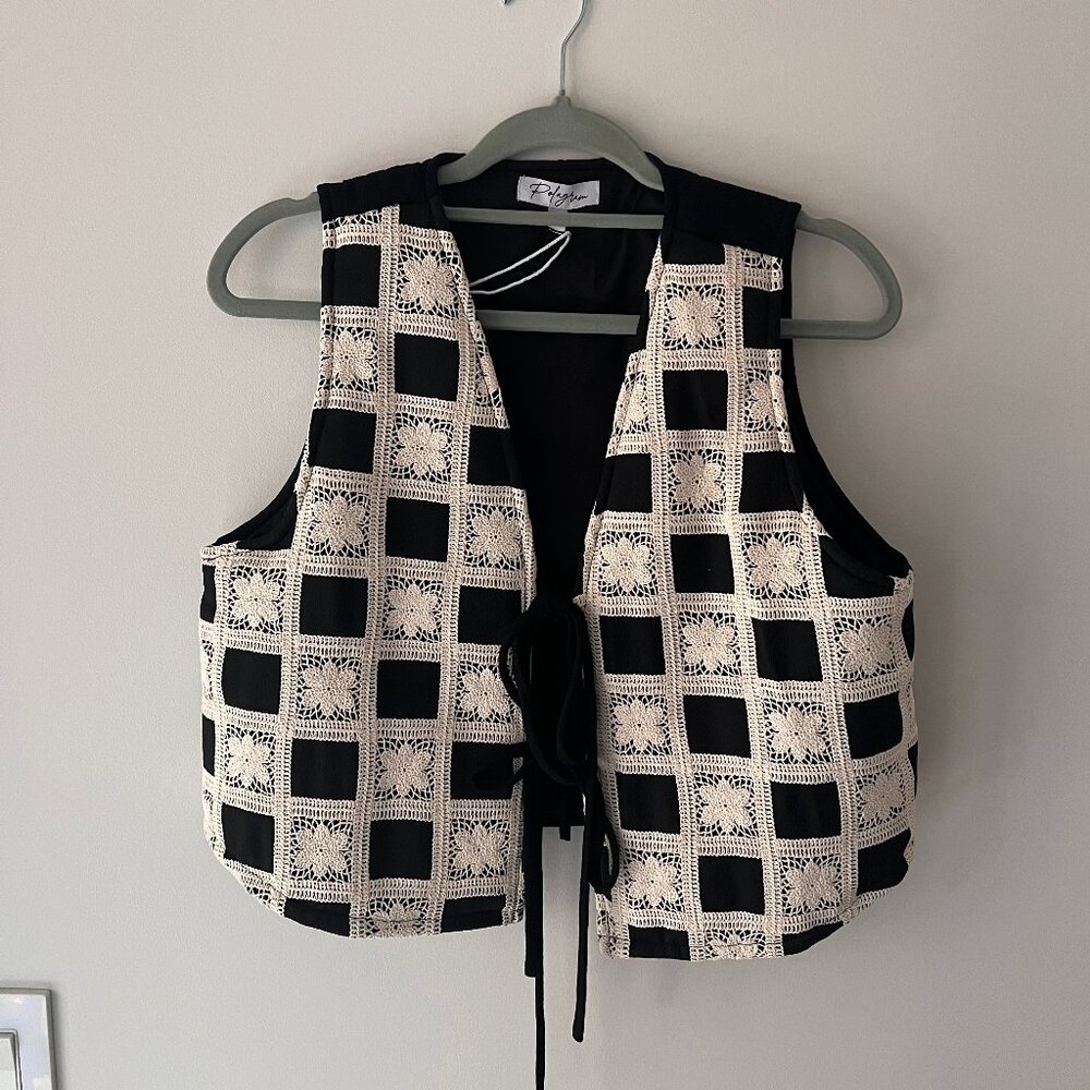 Nettle's Tale Quilted Checkered Vest with Ties